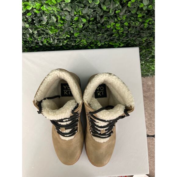 YO KI Women’s Lace up Boot, Faux Fur Lining, Size 39 (8.5) Chunky Heel - Picture 6 of 7